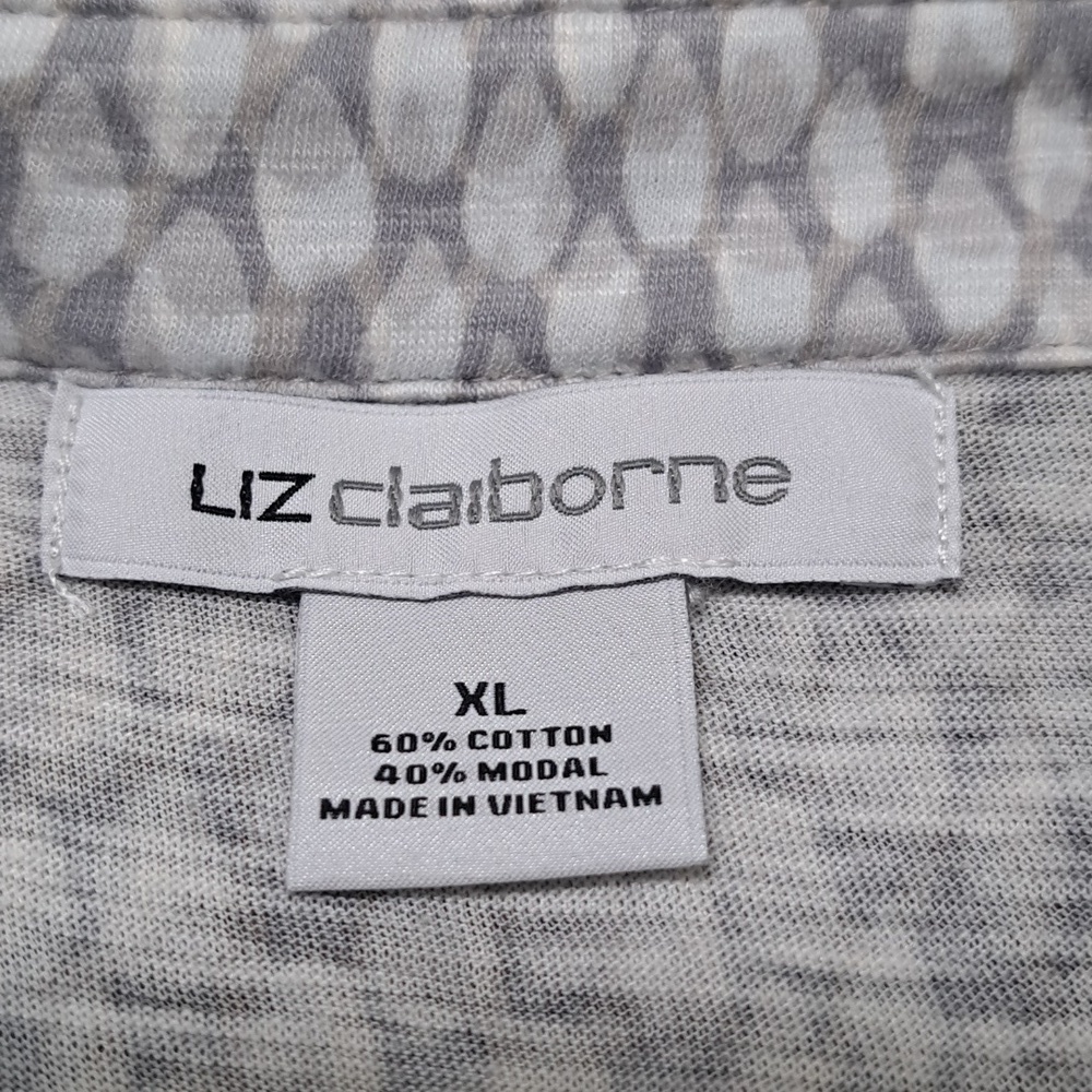 Liz Claiborne Women's Blouse Neutral Print Size XL - Picture 6 of 13